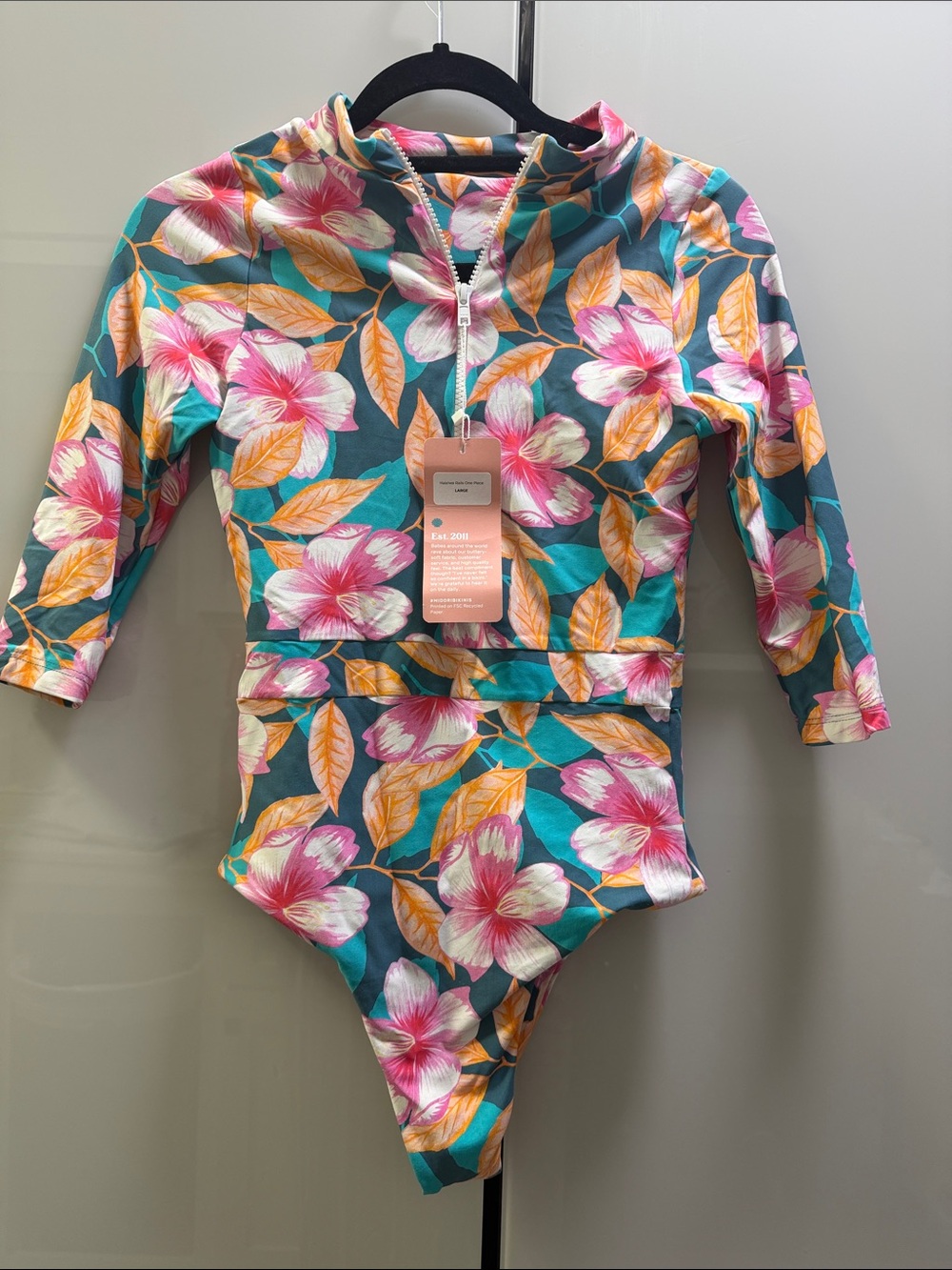 Midori Floral bathing suit in Turquoise, Pink & Orange